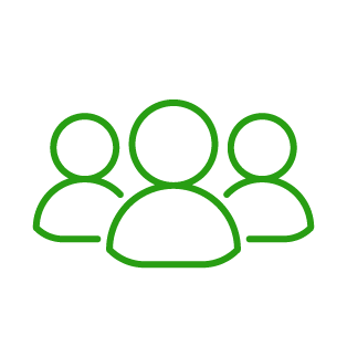 Icon in Green of three people - Governance of Non Profit board of directors